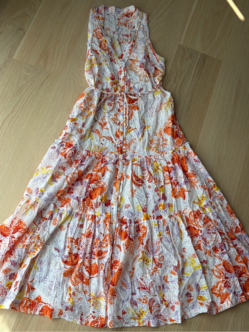 Poupette St. Barth Eyelet Floral Print Maxi Dress / Coverup
